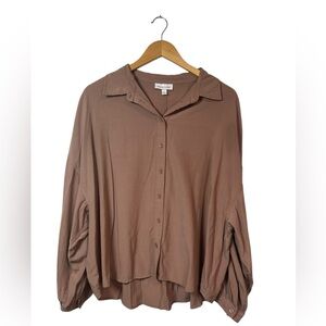 Prologue | Womens Relaxed Button Down Long Sleeve Blouse | Mauve | Size Large